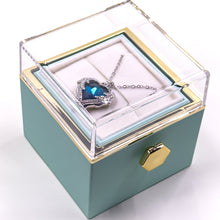 Load image into Gallery viewer, Rotating Jewelry Box with Heart Necklace and Preserved Rose