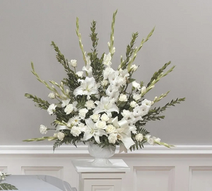 White Lily Pedestal Arrangement CTT15-11