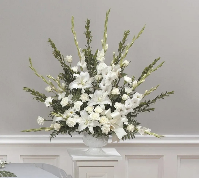 White Lily Pedestal Arrangement CTT15-11