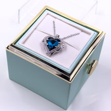 Załaduj obraz do przeglądarki galerii, Rotating Jewelry Box with Heart Necklace and Preserved Rose
