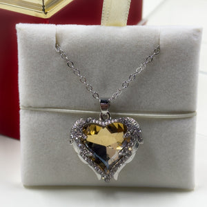 Rotating Jewelry Box with Heart Necklace and Preserved Rose