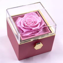 Załaduj obraz do przeglądarki galerii, Rotating Jewelry Box with Heart Necklace and Preserved Rose
