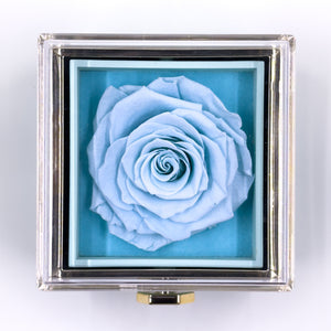 Rotating Jewelry Box with Heart Necklace and Preserved Rose