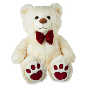 Valentine s Day Velvet Cream Bear Plush Toy Royal Flowers and