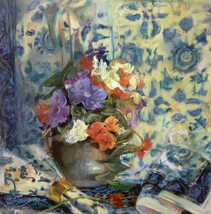 Carol Rowan - The Pansies 21.5 x 24 in.  (pastel)